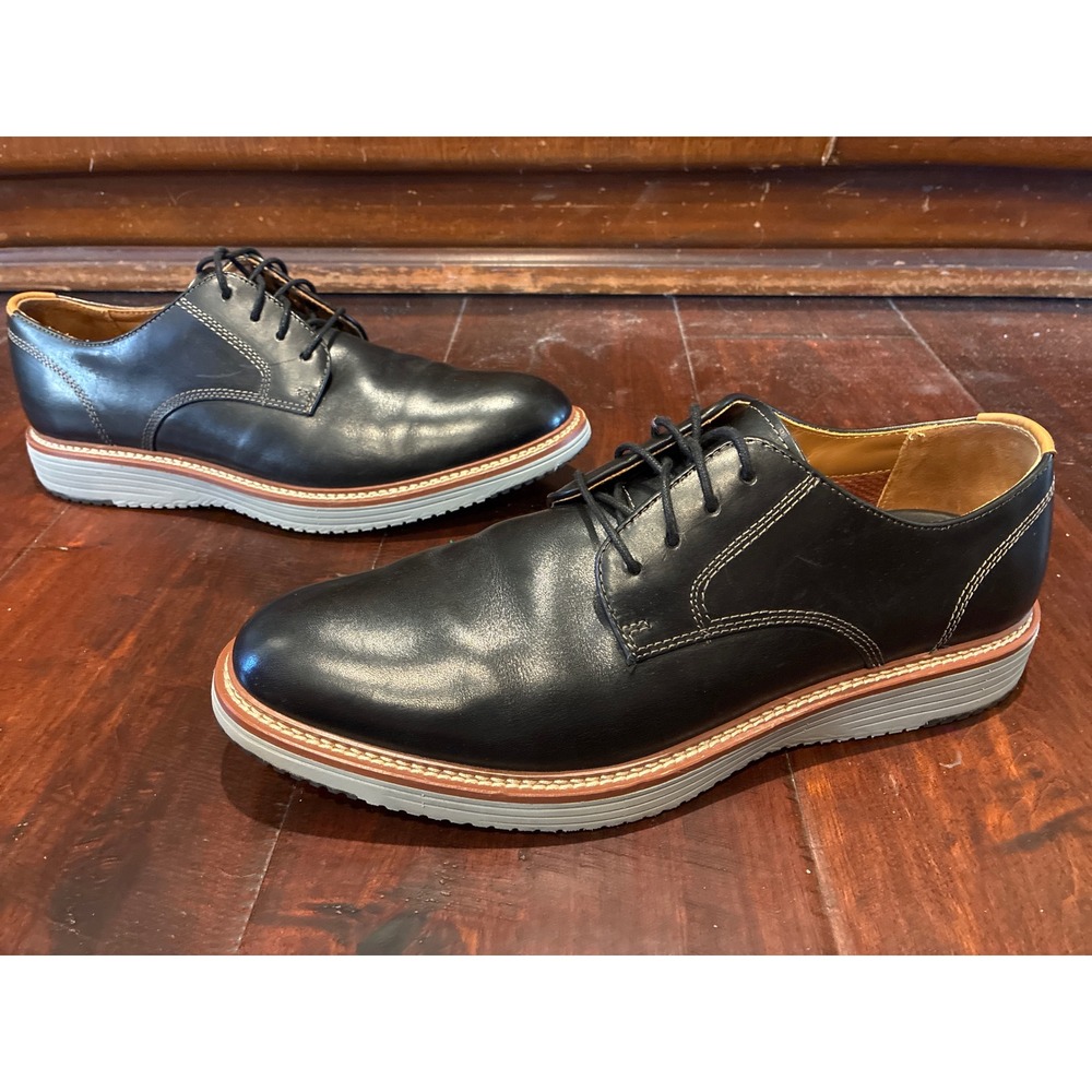 Johnston & Murphy TRUFOAM Oxford Mens 13M 20-3521 Black Full Grain Leather